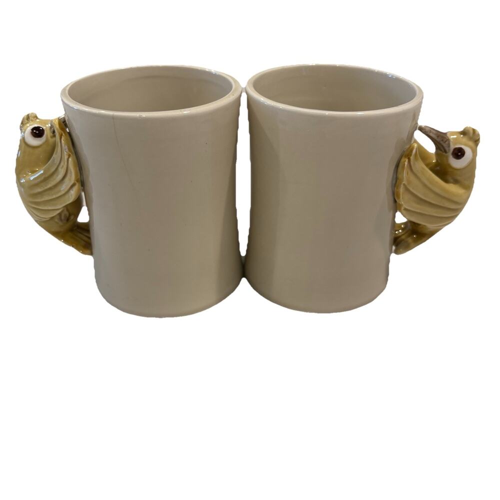 Vintage 1978 Fitz and Floyd "Bird in Hand" Ceramic Mugs – Matching Pair Retired